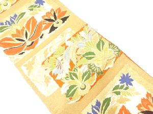 アンティーク　草花模様織り出し袋帯(着用可)